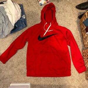 Nike Fleece Red Hoodie with Black Logo
